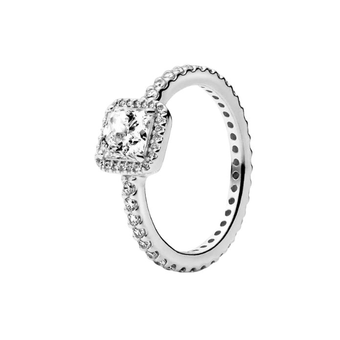 Halo Square Crystal Spark Ring