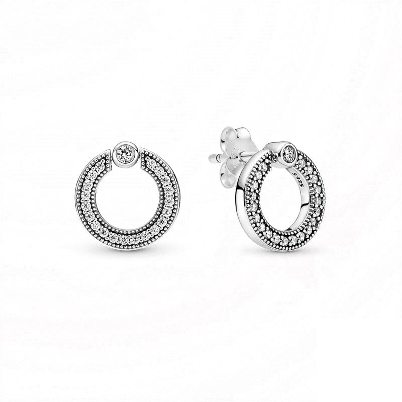 Pavé & Logo Circle Reversible Stud Earrings