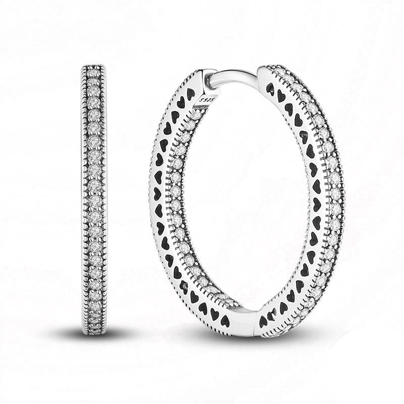 Sparkle and Hearts Hoop Earrings